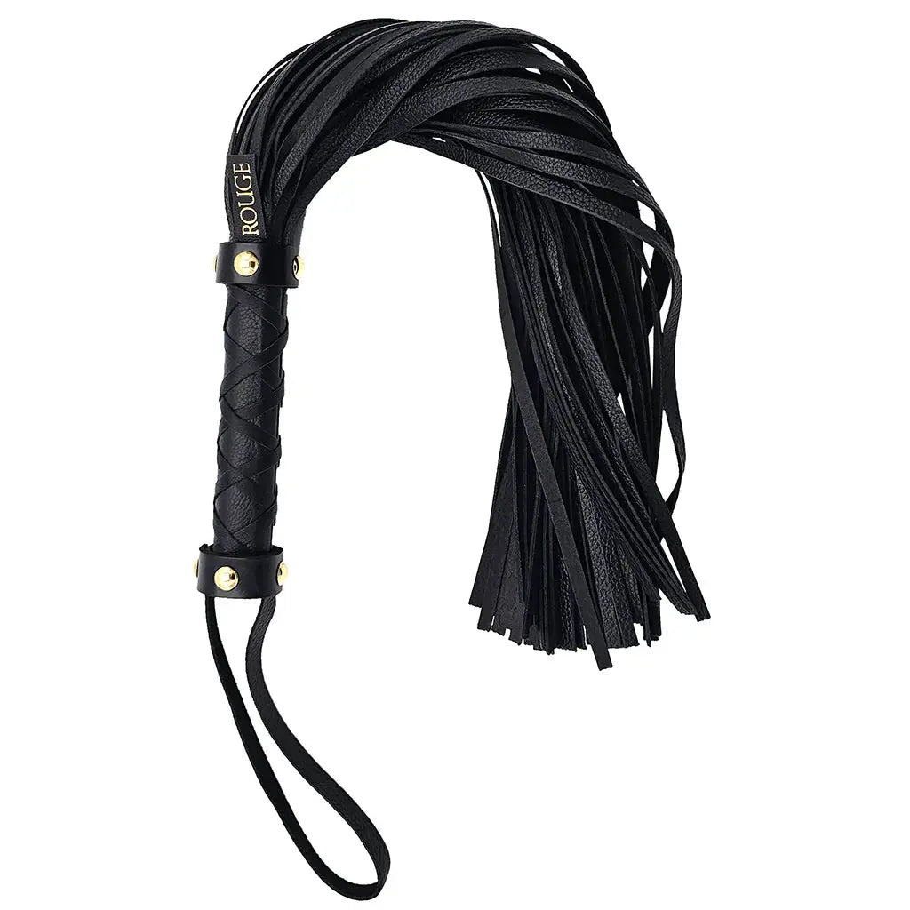 Real Leather Flogger Black with Gold - Heavy Sex Flogger  Flogger