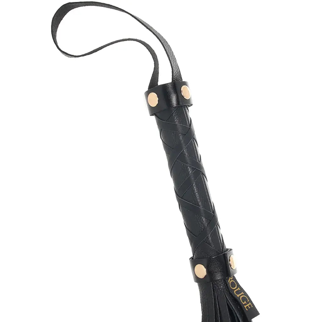 Real Leather Flogger Black with Gold - Heavy Sex Flogger  Flogger