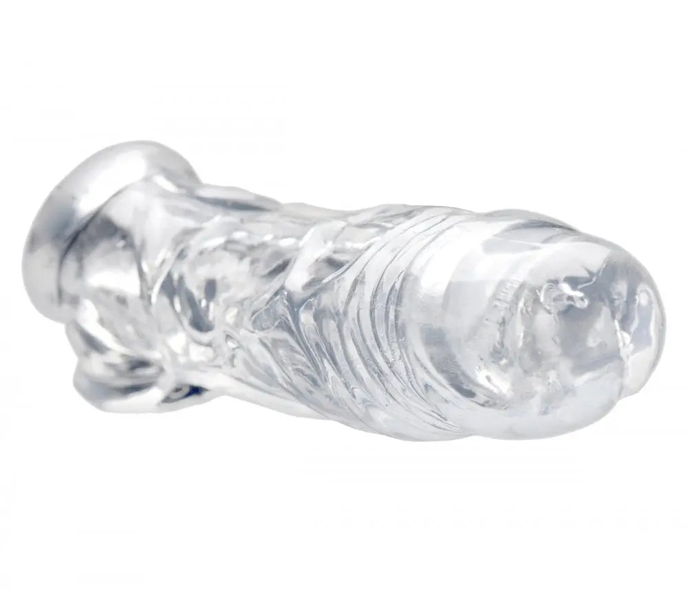 Realistic Clear Penis Enhancer and Ball Stretcher Cock Sleeve  Penis Extenders and Sleeves