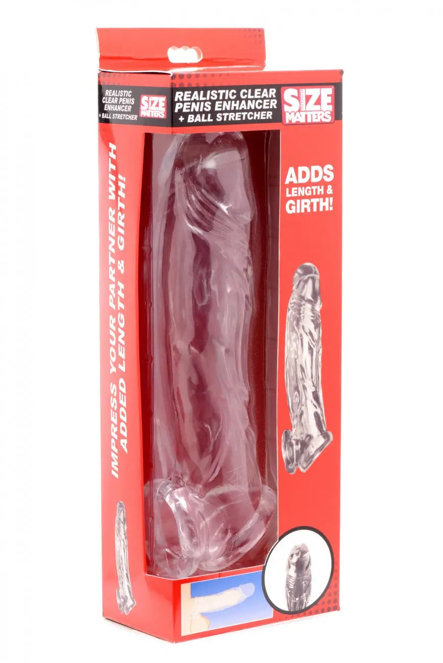 Realistic Clear Penis Enhancer and Ball Stretcher Cock Sleeve  Penis Extenders and Sleeves