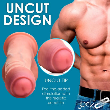 Realistic Uncircumcised Dildo Sex Toy 8.7 Inch Dual Density Uncut Dildo with Balls  Dildos
