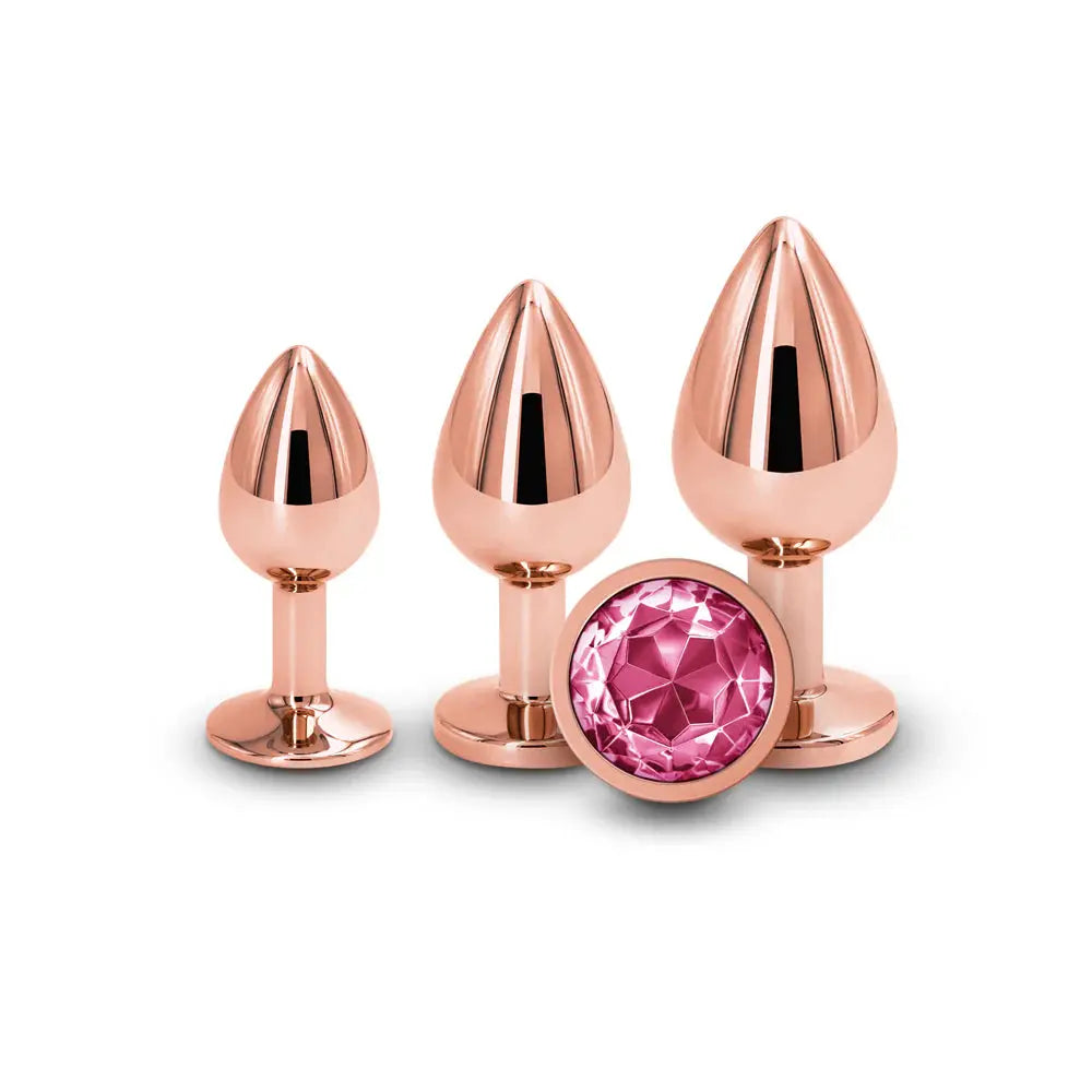 Rear Assets 3 Piece Metal Anal Plug Kit Rose Gold - Anal Stretching  Anal Training