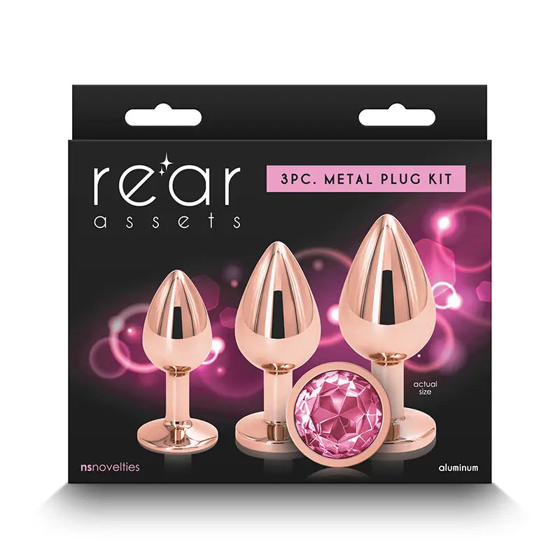 Rear Assets 3-Piece Metal Plug Kit Rose Gold/Pink  Anal - Kits