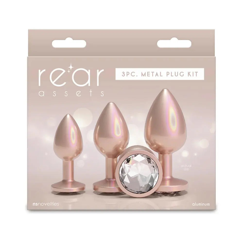 Rear Assets Trainer Plug Kit Iridescent Champagne/Clear  Anal - Kits