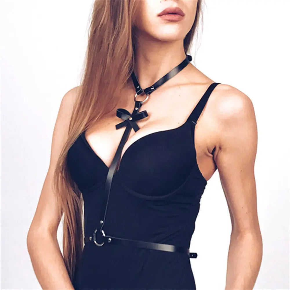 RebelBow Punk Harness Choker  Bondage Harness
