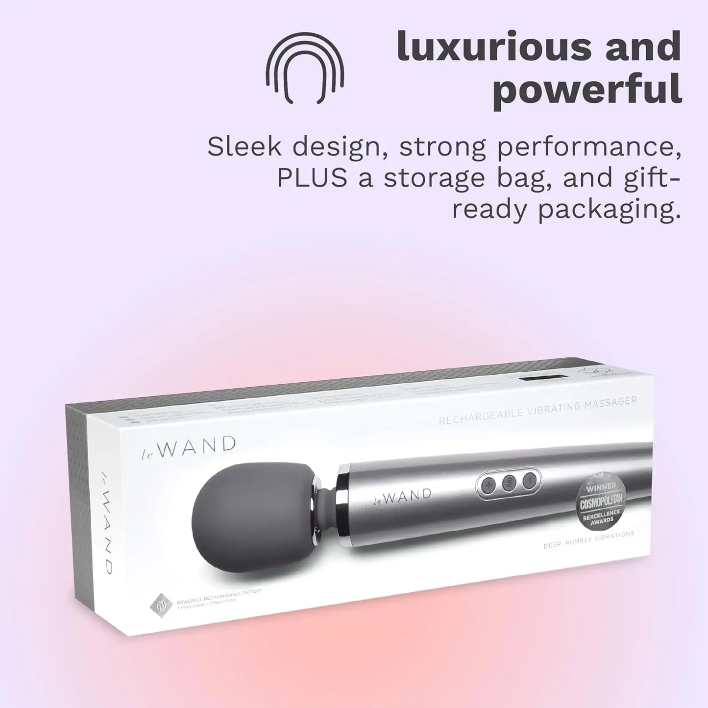 Rechargeable Vibrating Wand Massager - Gray  Wand Vibrator