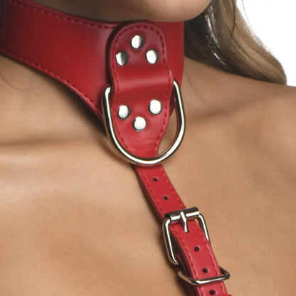 Red Female Chest Bondage Harness- Small/Medium  Fetish Clothing and Lingerie