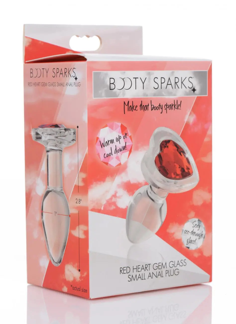 Red Heart Gem Glass Anal Plug Sex Toy - Medium Jewel Butt Plug  Glass Anal Plug Sex Toy