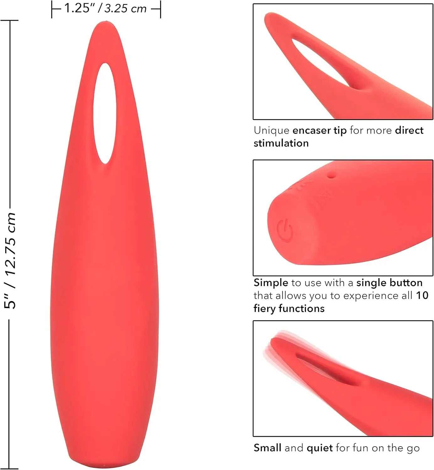 Red Hot Spark USB Rechargeable Silicone Massager Waterproof Red  Vibrating Toys