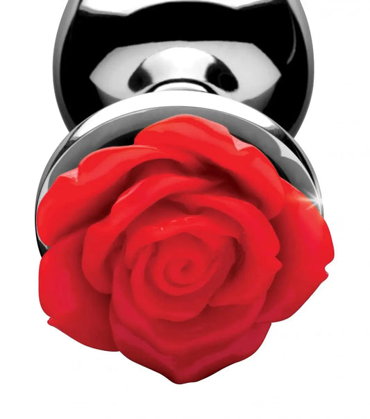 Red Rose Anal Plug - Small Metal Butt Plug  Anal