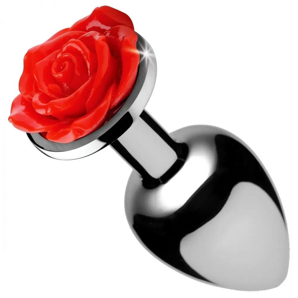 Red Rose Anal Plug - Small Metal Butt Plug  Anal