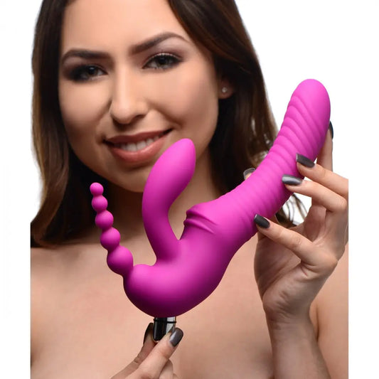 Regal Rider Vibrating Silicone Strapless Strap-On Triple G Dildo  Strap-Ons and Harnesses