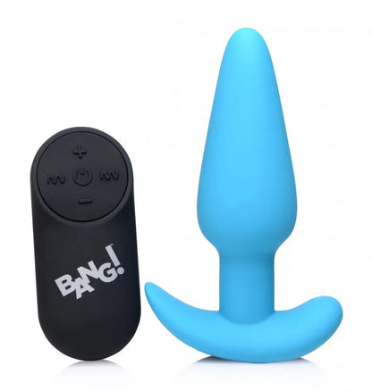 Remote Control 21X Silicone Vibrating Butt Plug - Blue  Vibrating Anal Sex Toy