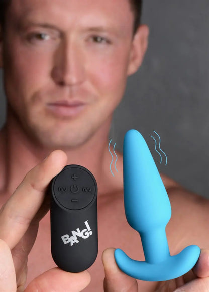 Remote Control 21X Silicone Vibrating Butt Plug - Blue  Vibrating Anal Sex Toy