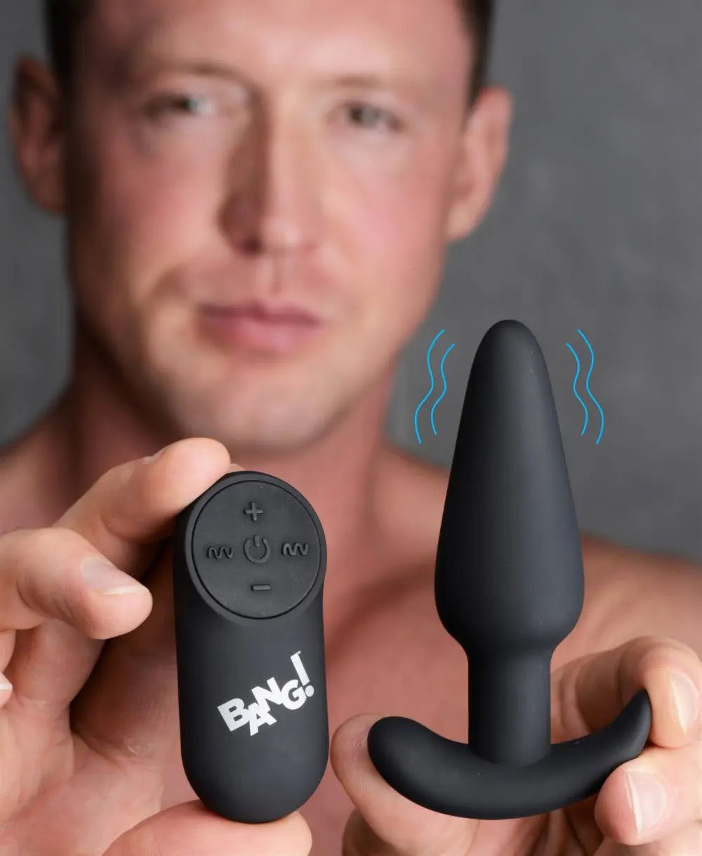 Remote Control 21X Vibrating Silicone Butt Plug - Black  Vibrating Anal Sex Toy