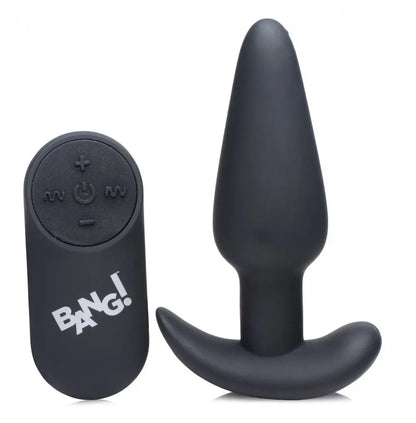 Remote Control 21X Vibrating Silicone Butt Plug - Black  Vibrating Anal Sex Toy