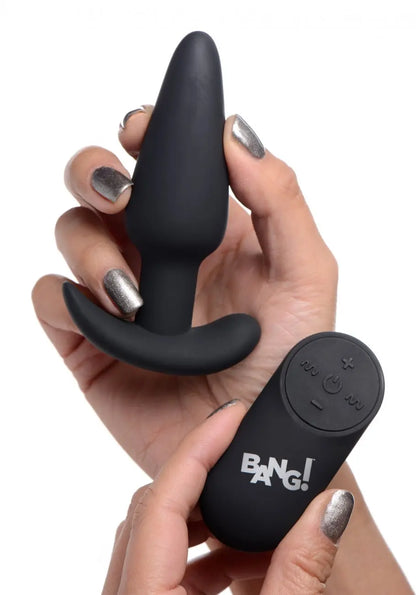 Remote Control 21X Vibrating Silicone Butt Plug - Black  Vibrating Anal Sex Toy