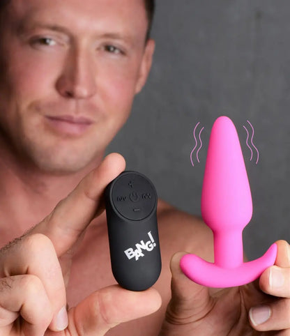 Remote Control 21X Vibrating Silicone Butt Plug - Pink  Vibrating Anal Sex Toy
