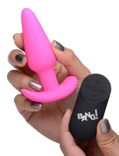 Remote Control 21X Vibrating Silicone Butt Plug - Pink  Vibrating Anal Sex Toy