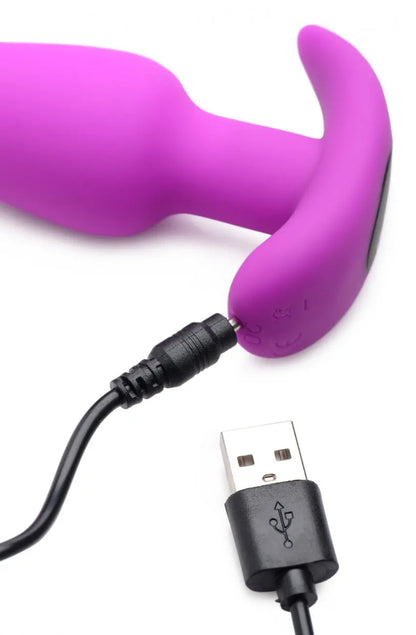 Remote Control 21X Vibrating Silicone Butt Plug - Purple  Vibrating Anal Sex Toy