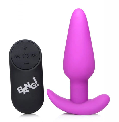 Remote Control 21X Vibrating Silicone Butt Plug - Purple  Vibrating Anal Sex Toy