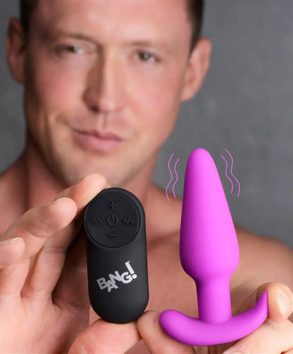 Remote Control 21X Vibrating Silicone Butt Plug - Purple  Vibrating Anal Sex Toy