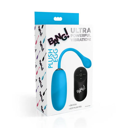 Remote Control 28X Silicone Plush Egg Vibrator Sex Toy - Blue  Bullet Vibrators