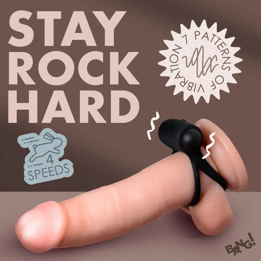 Remote Control 28X Vibrating Cock Ring and Bullet - Black  Cock Rings