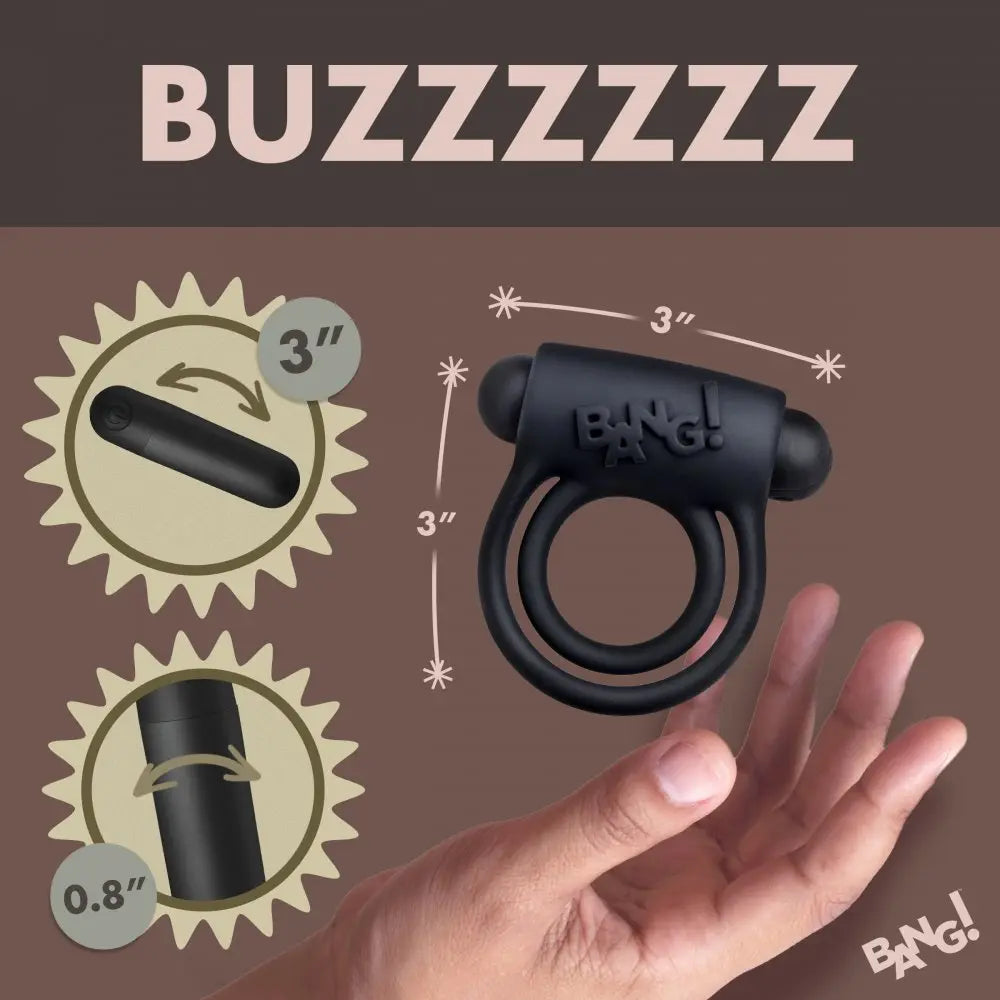 Remote Control 28X Vibrating Cock Ring and Bullet - Black  Cock Rings