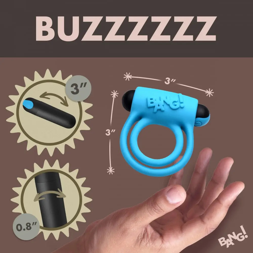 Remote Control 28X Vibrating Cock Ring and Bullet - Blue  Cock Rings