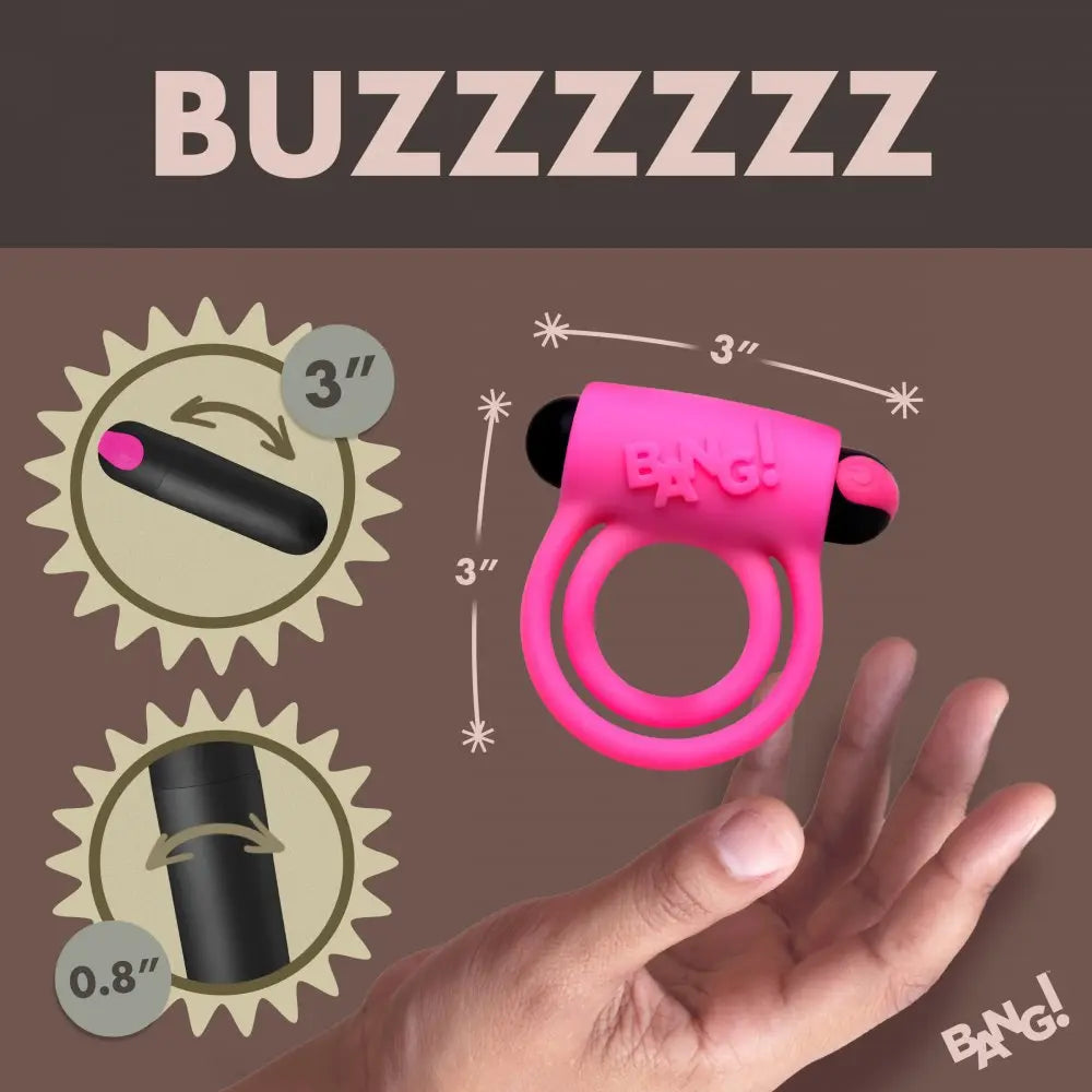 Remote Control 28X Vibrating Cock Ring and Bullet - Pink  Cock Rings