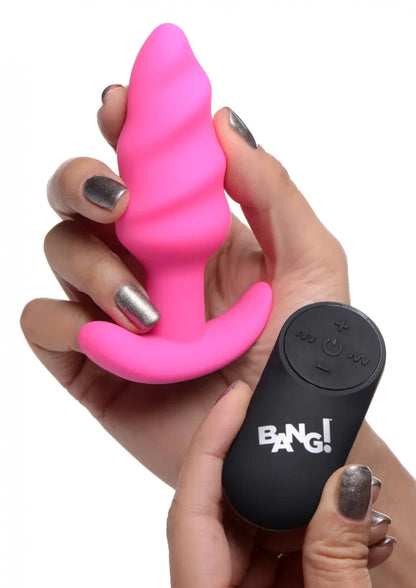 Remote Control Vibrating Butt Plug Silicone Swirl - Pink  Vibrating Anal Sex Toy