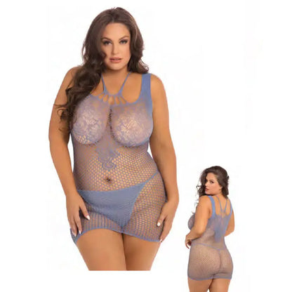 Rene Rofe Absolutist Lace And Net Dress Blue Queen Size  Lingerie - Dresses