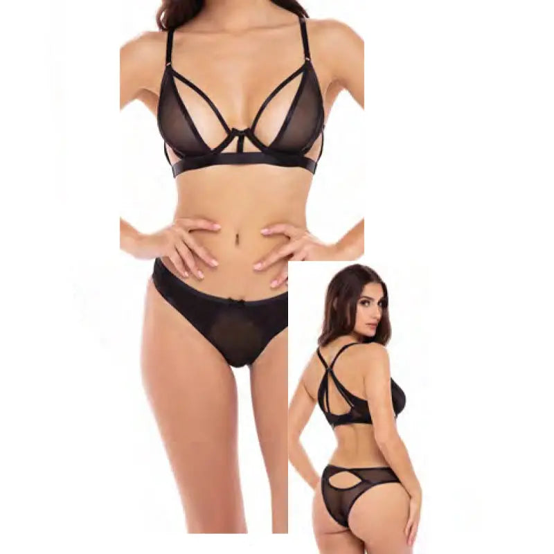 Rene Rofe New In Town 2-Piece Bra Set Black M/L  Lingerie - Bra and Panty sets