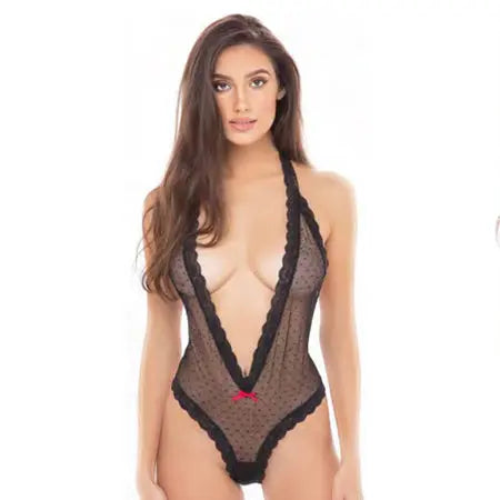 Rene Rofe Say My Name Plunge Teddy M/L  Lingerie - Body Stockings