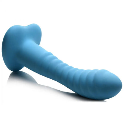 Ribbed Dildo Sex Toy Textured Dildo Heart Suction Cup Sex Toy Silicone Blue  Curved Dildo