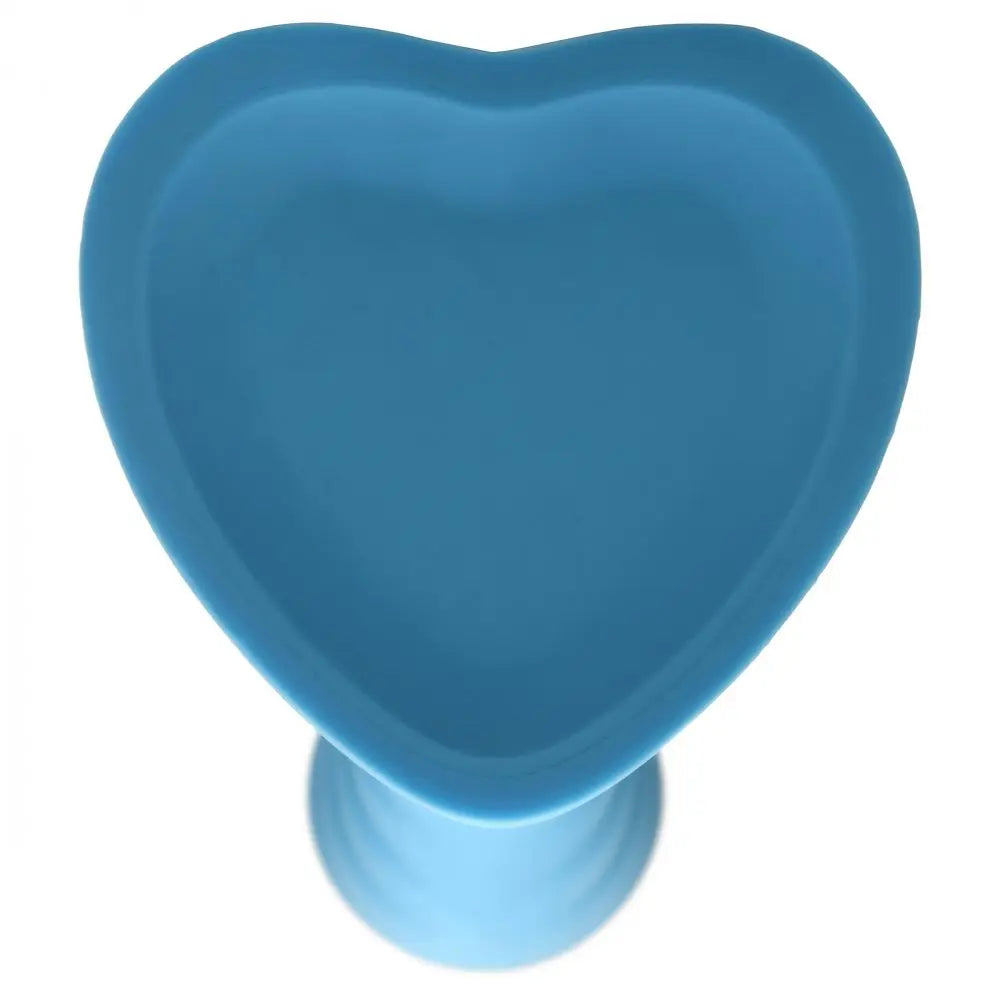 Ribbed Dildo Sex Toy Textured Dildo Heart Suction Cup Sex Toy Silicone Blue  Dildos