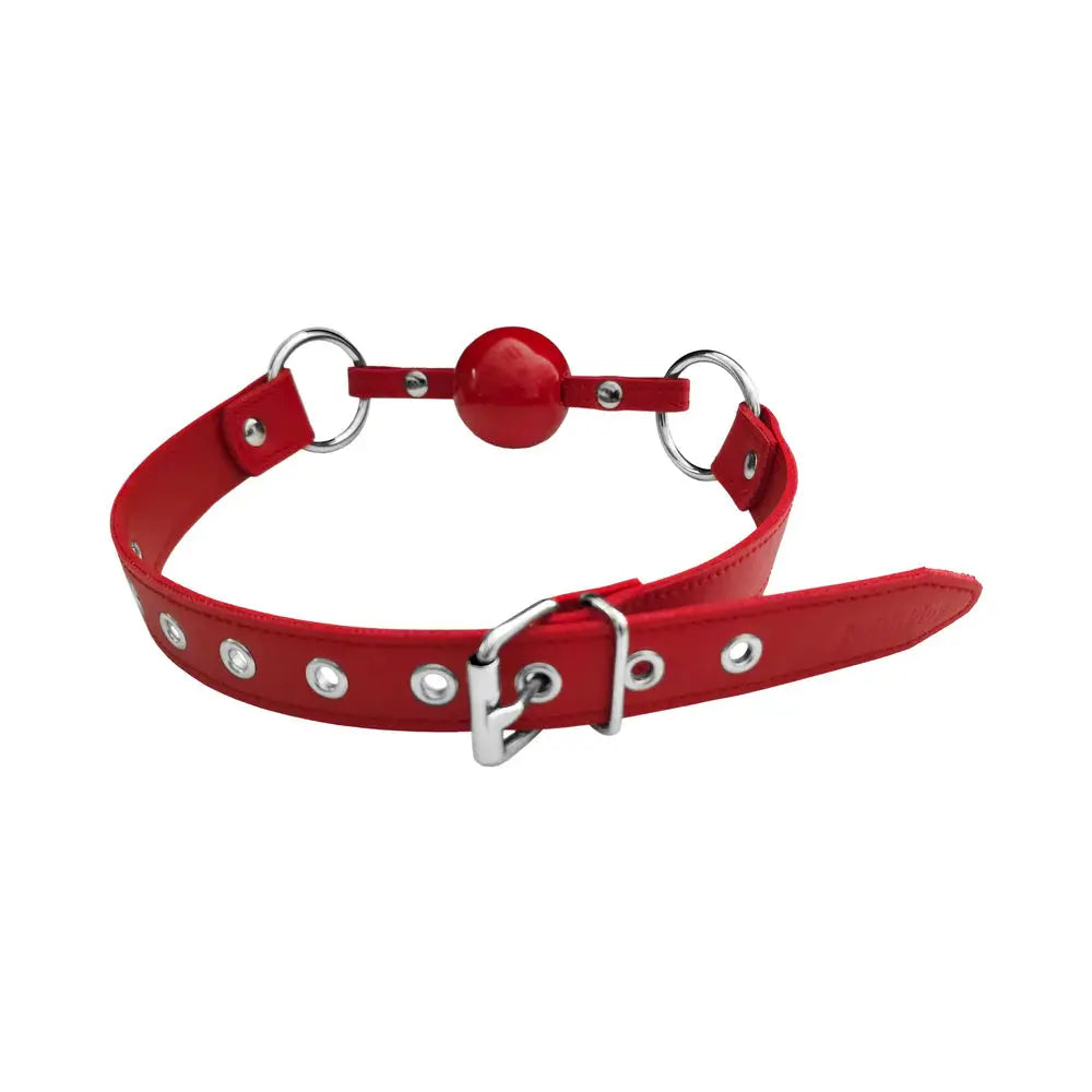 Rouge Fetish Play Vegan Leather Red Ball Gag  Fetish - Gags
