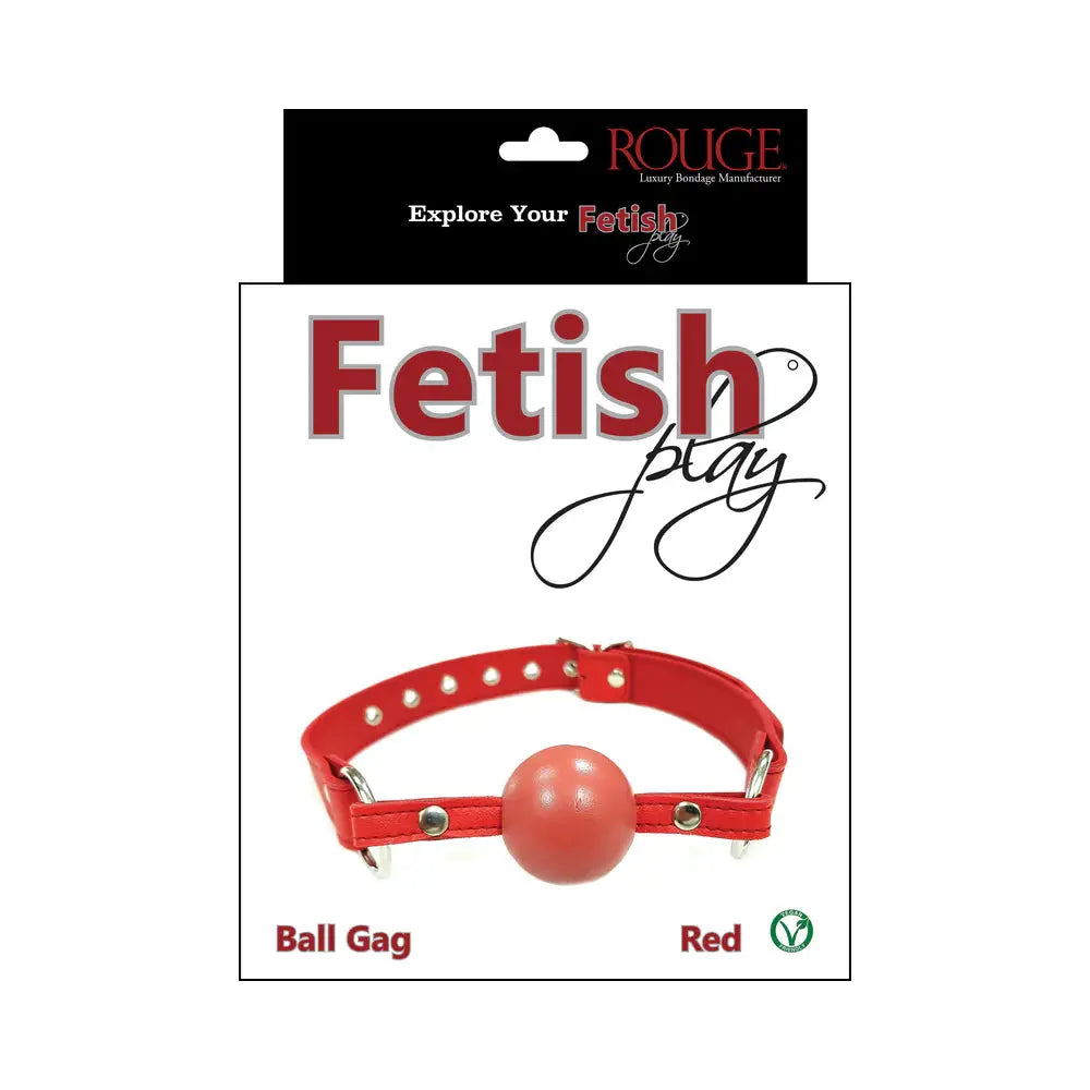 Rouge Fetish Play Vegan Leather Red Ball Gag  Fetish - Gags