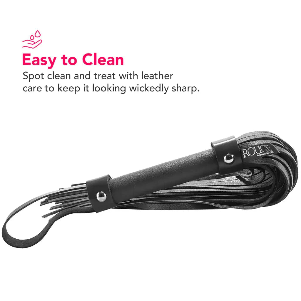 Rouge Flogger, H-Style Leather Black  Fetish - Whips Crops & Paddles
