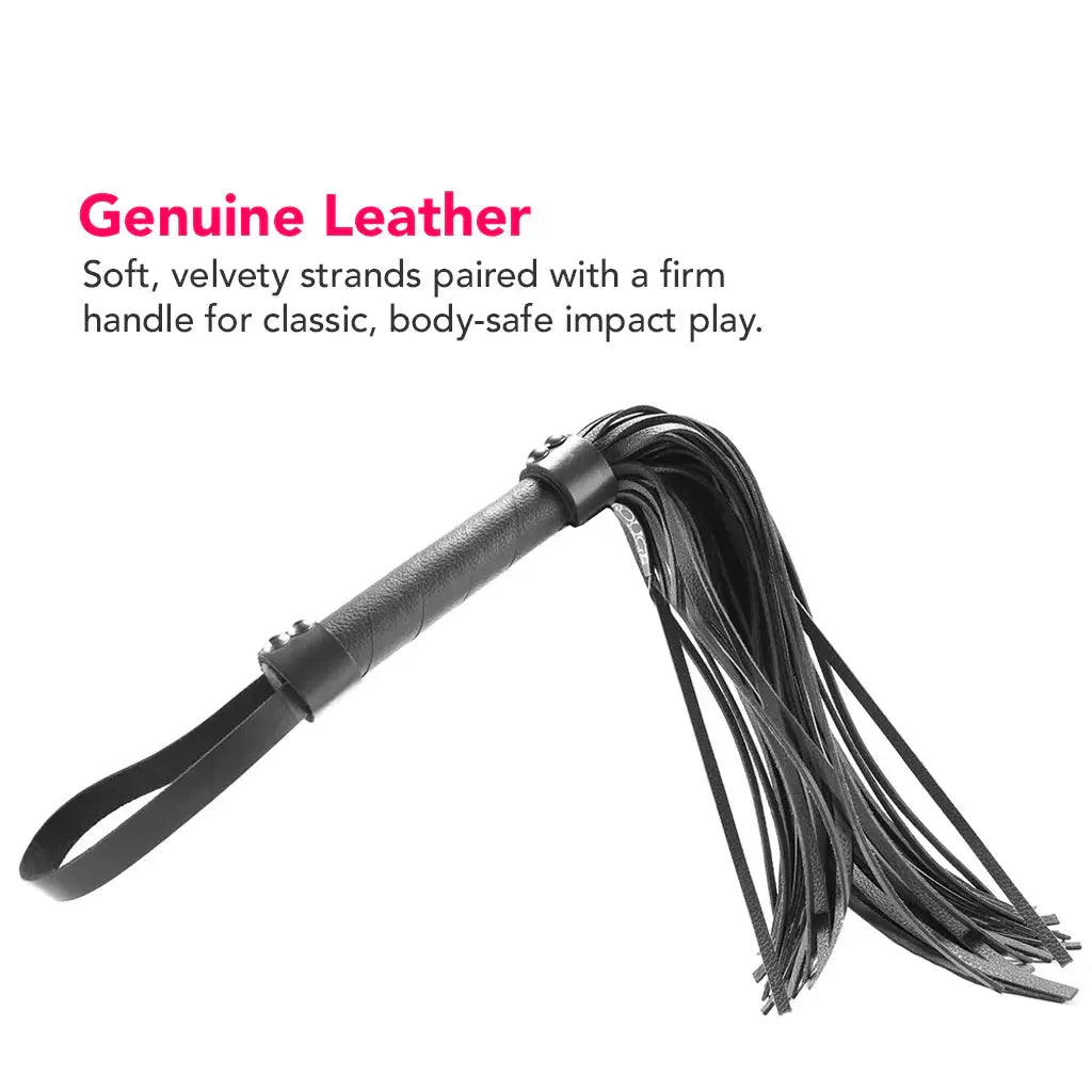 Rouge Flogger, H-Style Leather Black  Fetish - Whips Crops & Paddles