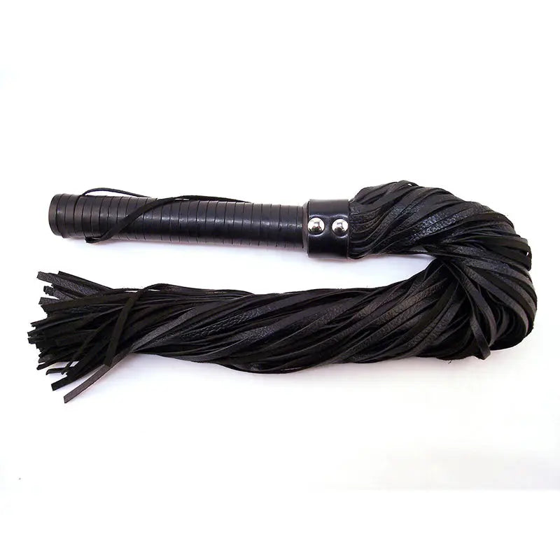 Rouge Flogger, Leather w/Leather Handle Black  Fetish - Whips Crops & Paddles