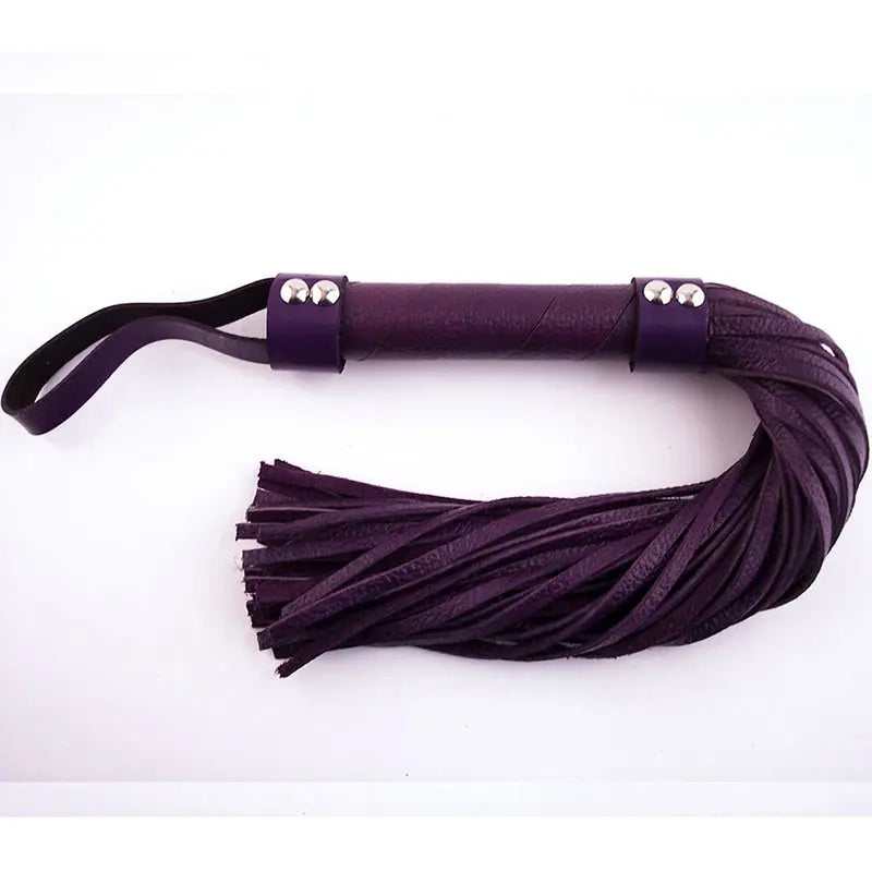 Rouge H-Style Leather Flogger Purple  Fetish - Whips Crops & Paddles