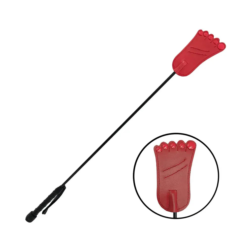 Rouge Leather Foot Riding Crop Red  Spanking Crop