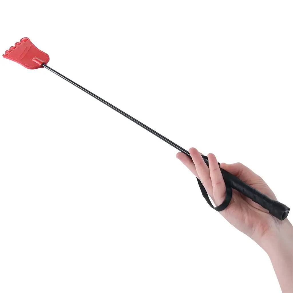 Rouge Leather Foot Riding Crop Red  Spanking Crop