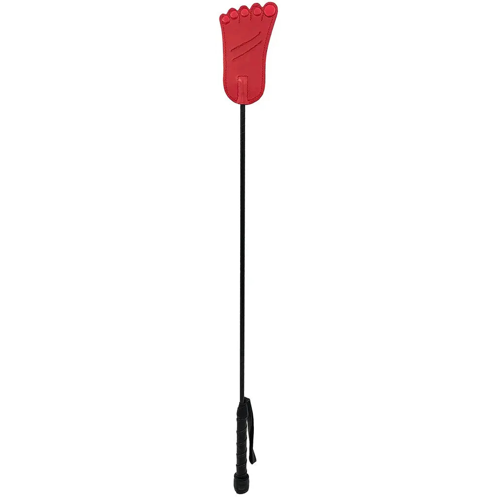 Rouge Leather Foot Riding Crop Red  Spanking Crop