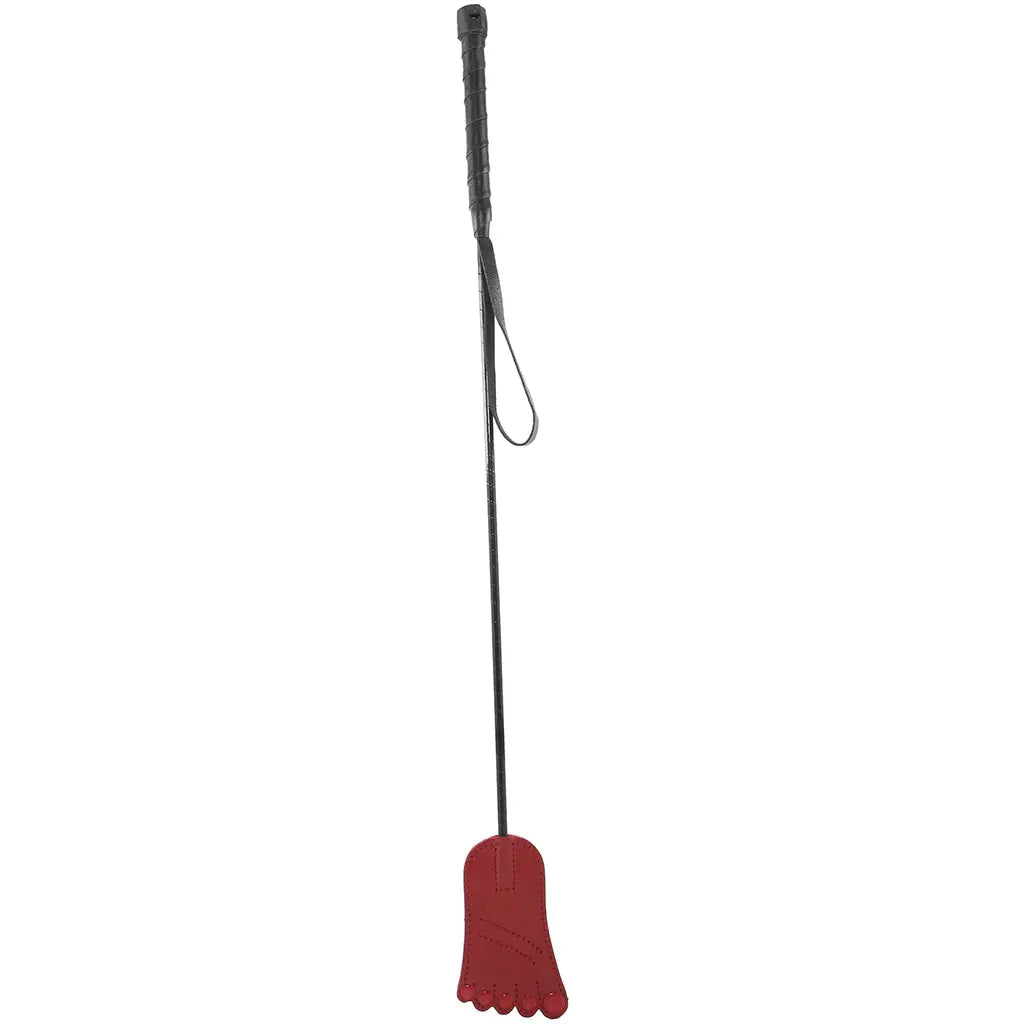 Rouge Leather Foot Riding Crop Red  Spanking Crop