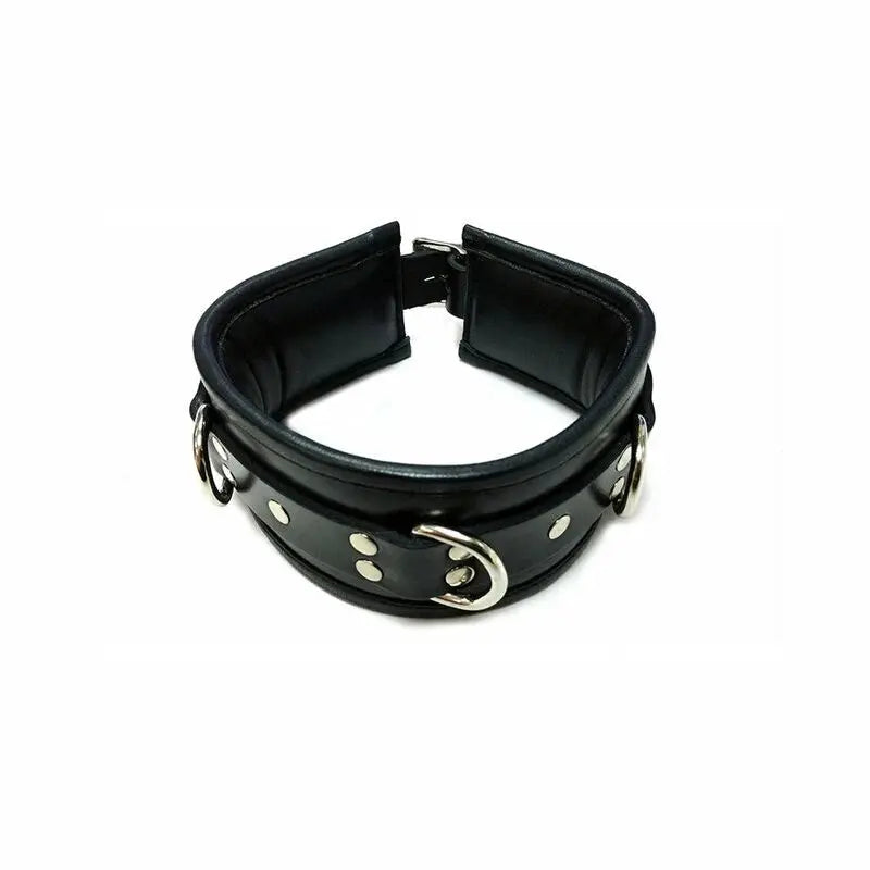 Rouge Leather Padded Collar Black  Fetish - Cuffs & Restraints