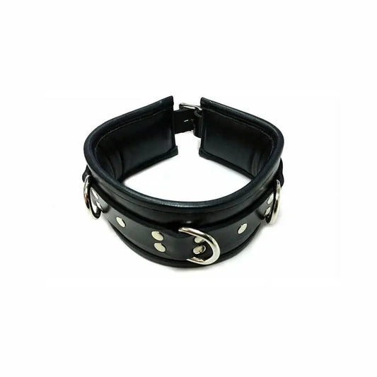 Rouge Leather Padded Collar Black  Fetish - Cuffs & Restraints