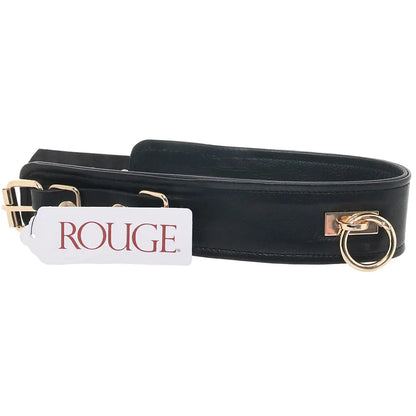 Rouge Leather Plain Collar Black with Gold Accessories  Collars and Leads